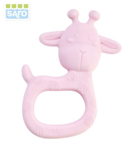 Saro Baby Massaggiagengive in silicone Giraffe Party Rosa