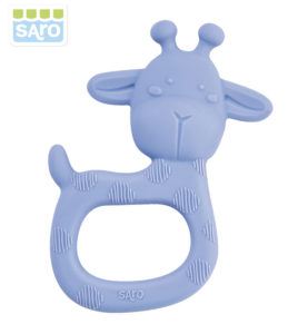 Saro Baby Massaggiagengive in silicone Giraffe Party Blu
