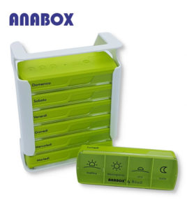 Anabox portapillole 7 giorni verde verticale